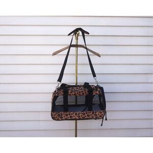 Leopard Print Top Handle Shoulder Strap Pet Carrier